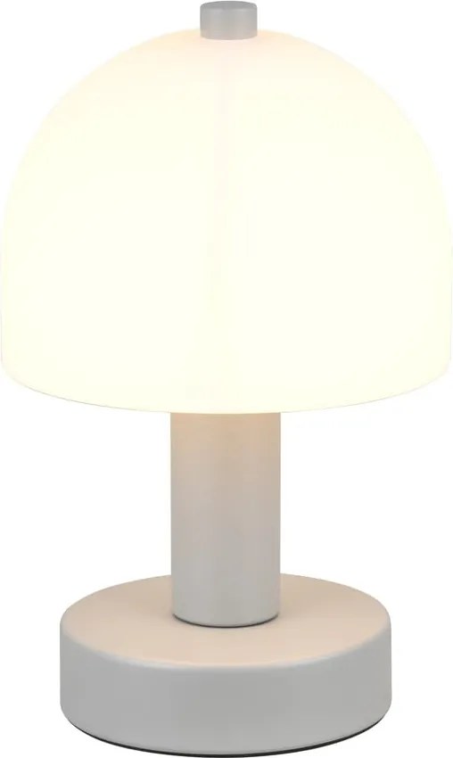 Lampada da tavolo grigia con paralume in vetro (altezza totale 19 cm) Glenn – Trio