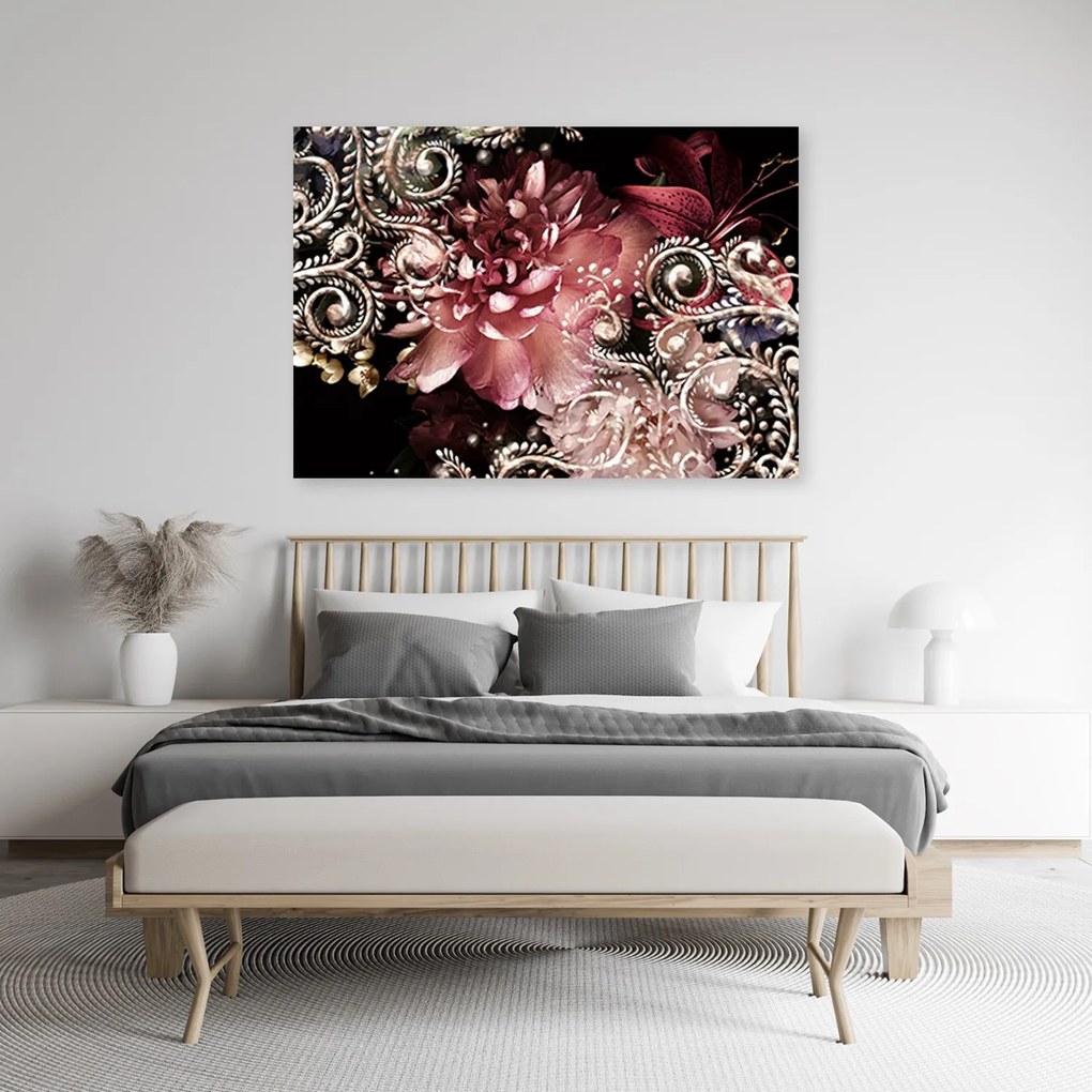 Quadro su tela, Peonia e giglio