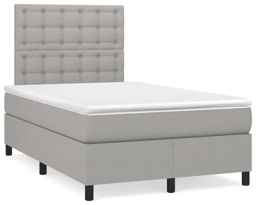 Giroletto A Molle Con Materasso Grigio Chiaro 120x190cm Tessuto /