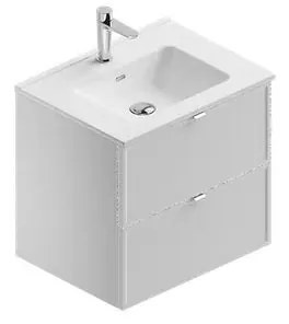 Mobile sottolavabo e lavabo Quadra bianco in mdf L 61 x H 57 x P 47 cm 1 vasca 2 cassetti