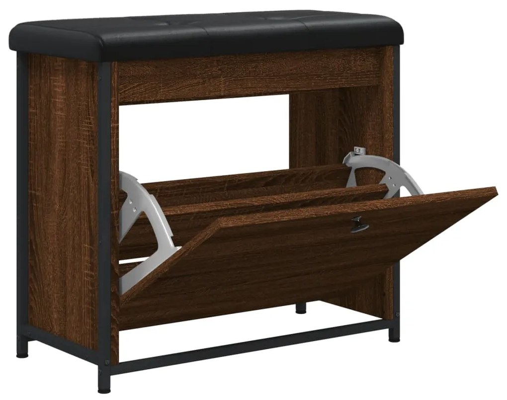 Panca portascarpe cassetto ribaltabile rovere marrone 62x32x56