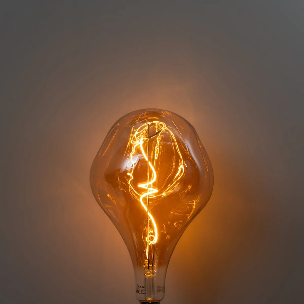 Lampada LED E27 dimmerabile a filamento a spirale PS160 oro specchiato 6W 100 lm 1800K