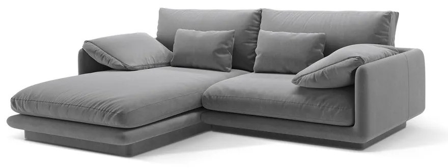 Divano angolare in grigio chiaro (con penisola a sinistra/con chaise lounge) con rivestimento in velluto Torino – Micadoni