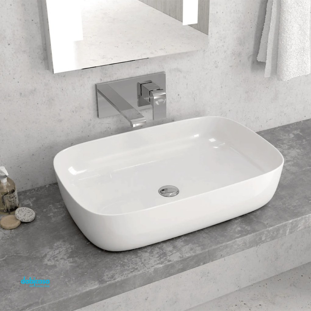 Lavabo D'Appoggio Da 60x39 Cm Bianco Lucido