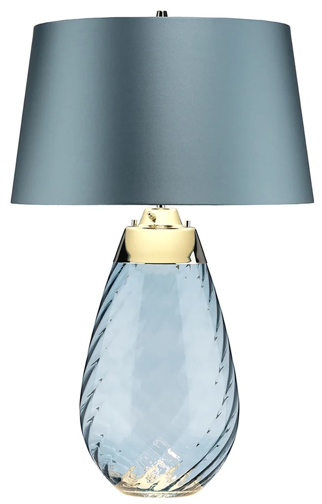 Lampada Da Scrivania Contemporanea Lena Vetro Blu Metallo 1 Luce E27