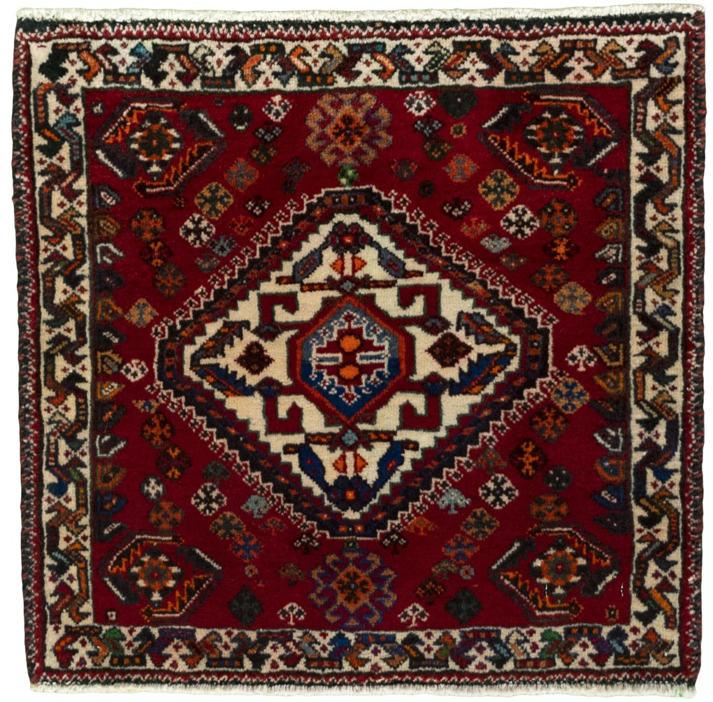 Shiraz Tappeto 60 x 60 Rosso (Iran) Annodato A Mano