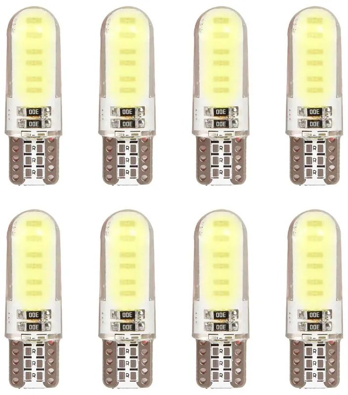 8 Pezzi Lampada Led T10 W5W 10 COB 12V 0.8W 40lm Bianco Freddo 6500K 32mm