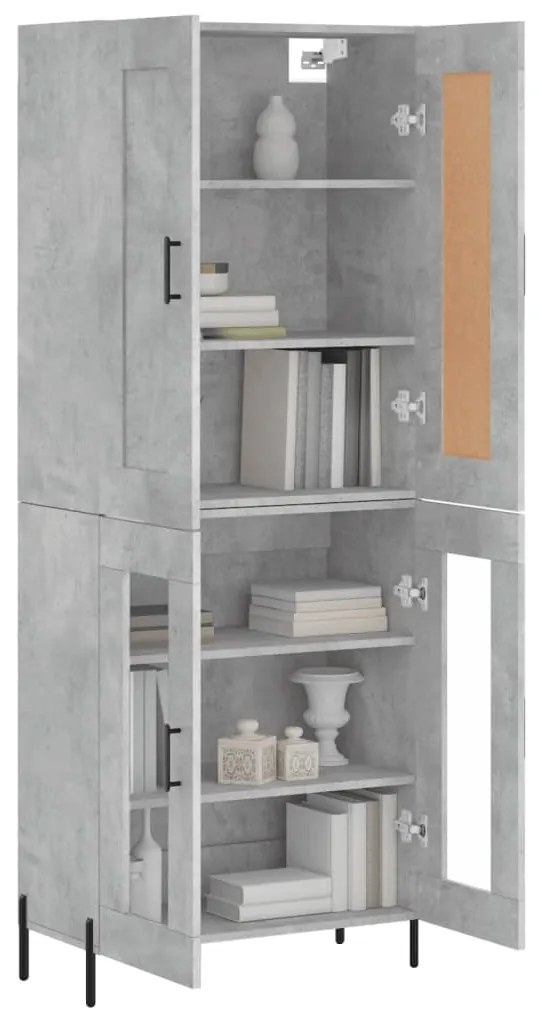 Credenza grigio cemento 69,5x34x180 cm in legno multistrato