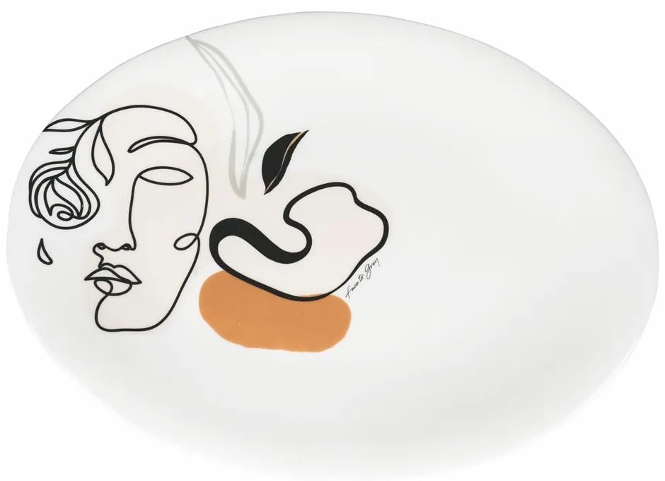 Piatto da portata in ceramica , 38 x 27,5 cm Face to Grey - VDE Tivoli 1996