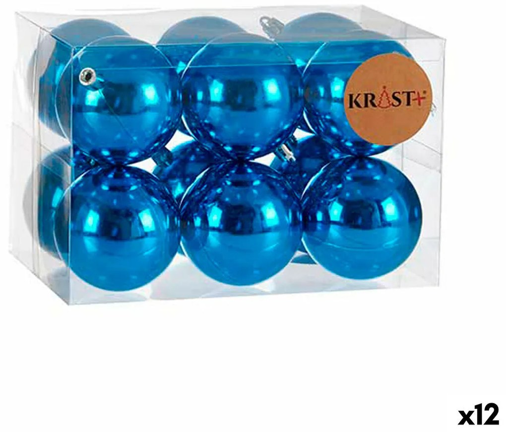 Set di palline di Natale Azzurro Plastica Ø 7 cm (12 Unità)