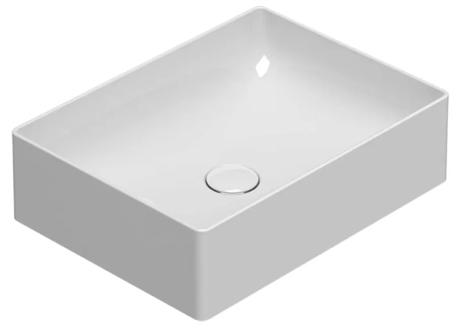 Globo T-Edge Lavabo 50x37 Da Appoggio Senza Troppo Pieno In Ceramica Bianco Lucido