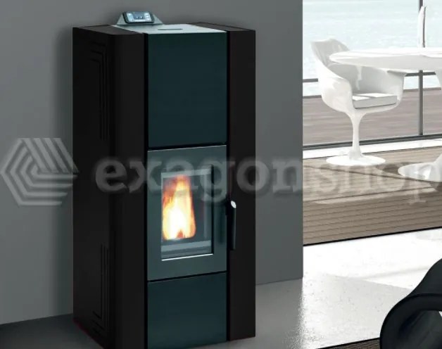 Royal Idro 240 Acs Stufa A Pellet Idro 23kw Serbatoio 50 Kg 62x72x136 Cm Con Kit Acqua Calda Sanitaria In Acciaio Nero