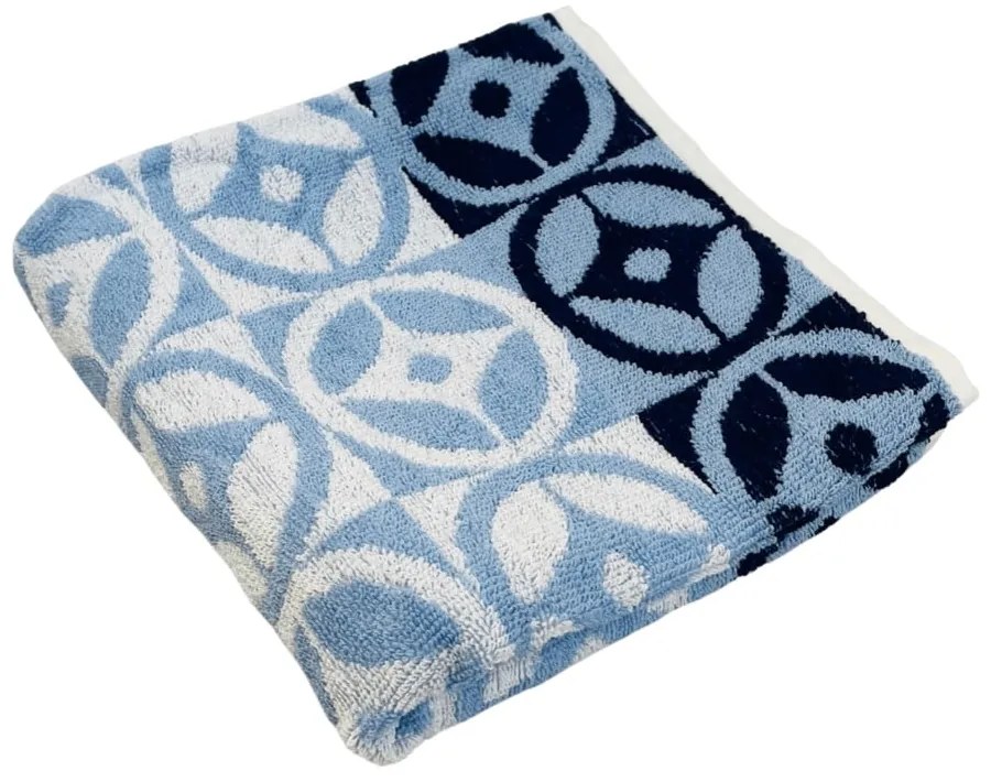 Asciugamano blu in cotone 70x140 cm Compass - JAHU collections