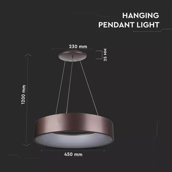 Lampadario LED dimmerabile sospeso con cavo 20W/230V