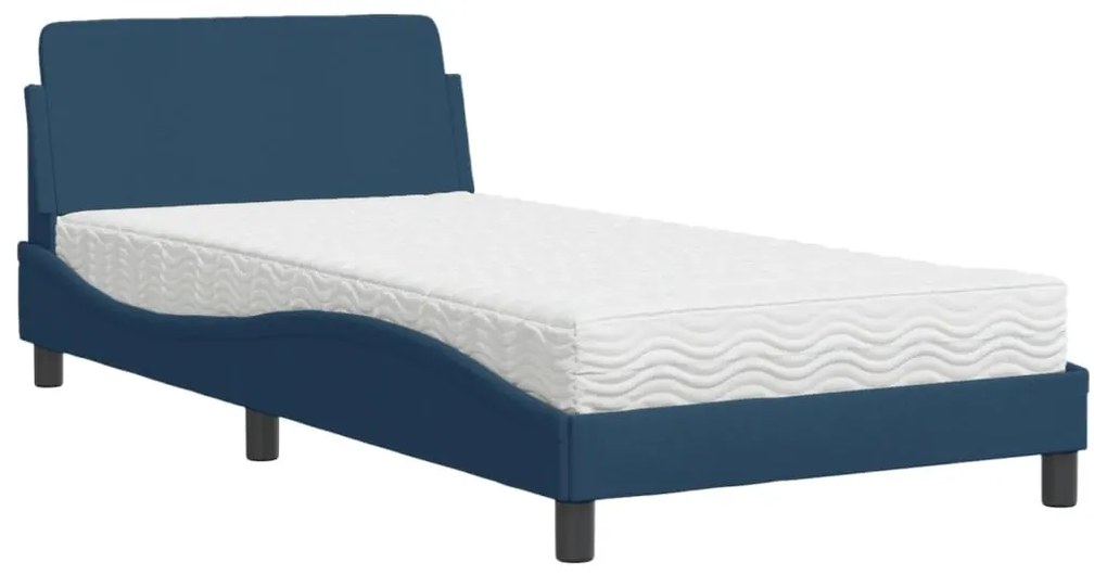 Letto con materasso blu 100x200 cm in tessuto