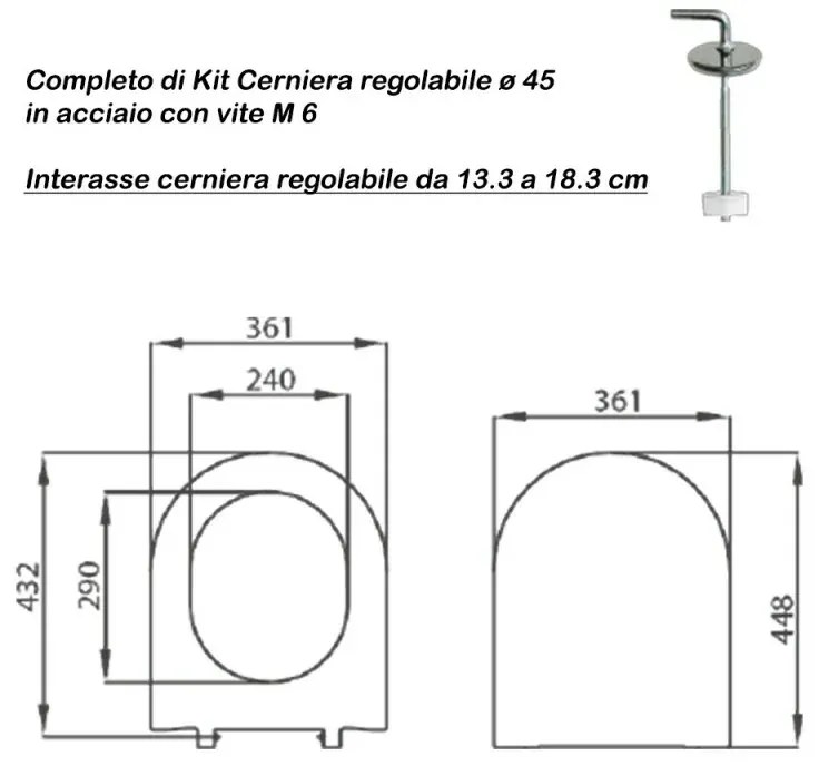 Copriwater compatibile Pozzi Ginori Ydra design slim in termoindurente