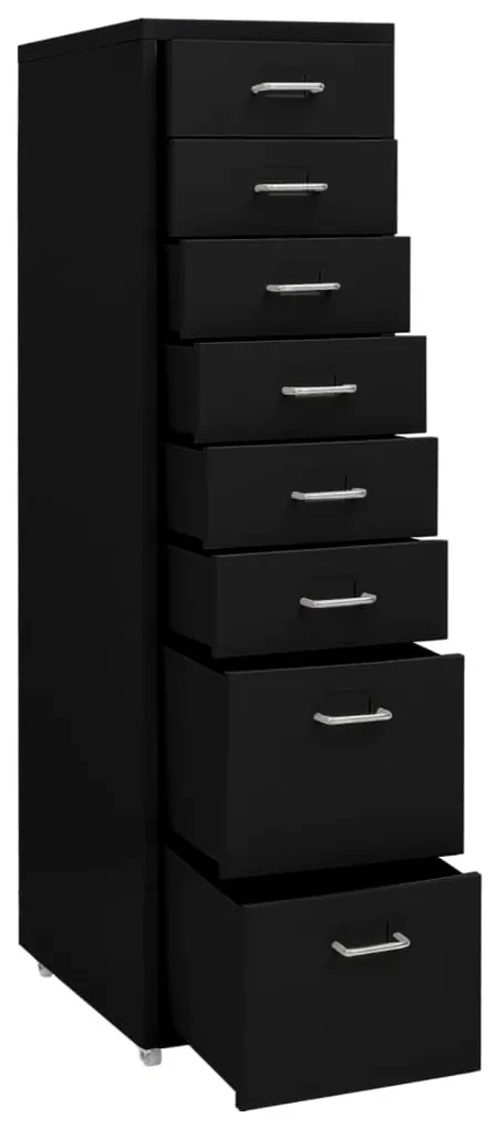 Schedario mobile nero 28x41x109 cm in metallo