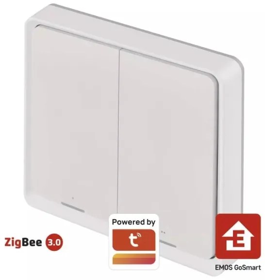 Interruttore 2 bottoni GoSmart 1xCR2430 Tuya bianco