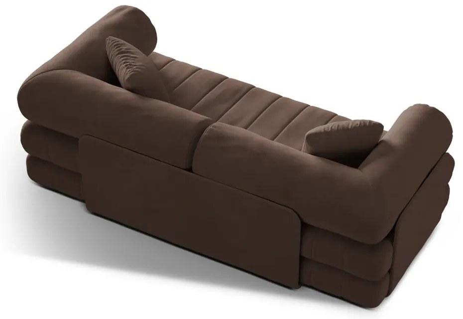 Divano marrone allungabile con rivestimento in velluto 206 cm Kemi – Cosmopolitan Design