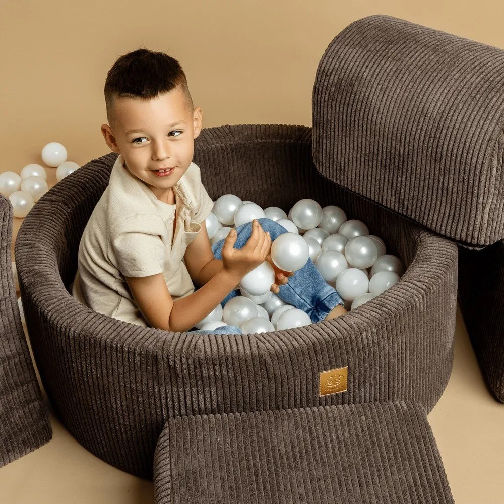 Piscina di palline marrone in velluto a coste ø 90x30 cm Montessori – Meowbaby