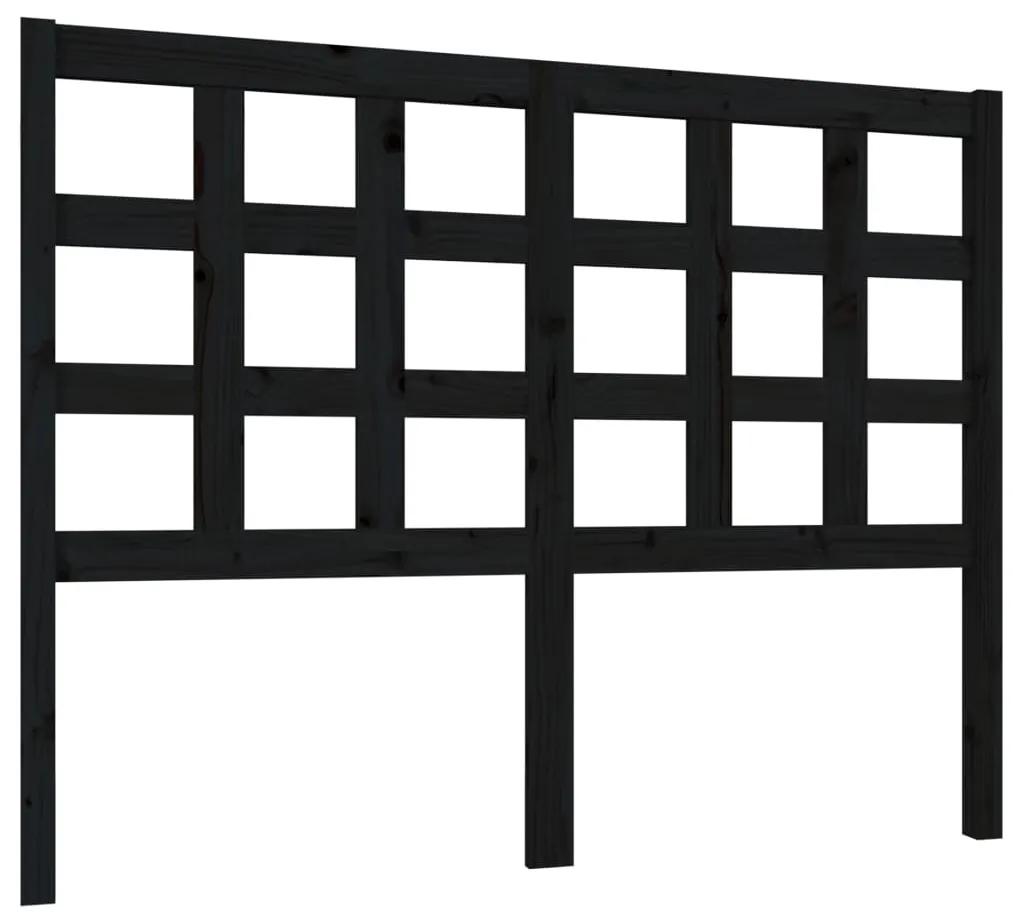 Testiera per letto nera 125,5x4x100cm in legno massello di pino