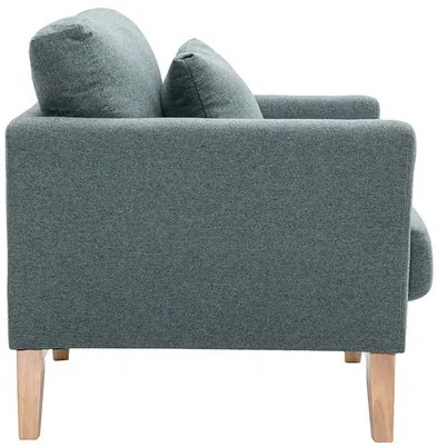 Poltrona scandinava sfoderabile in tessuto grigio-verde e legno chiaro OSLO