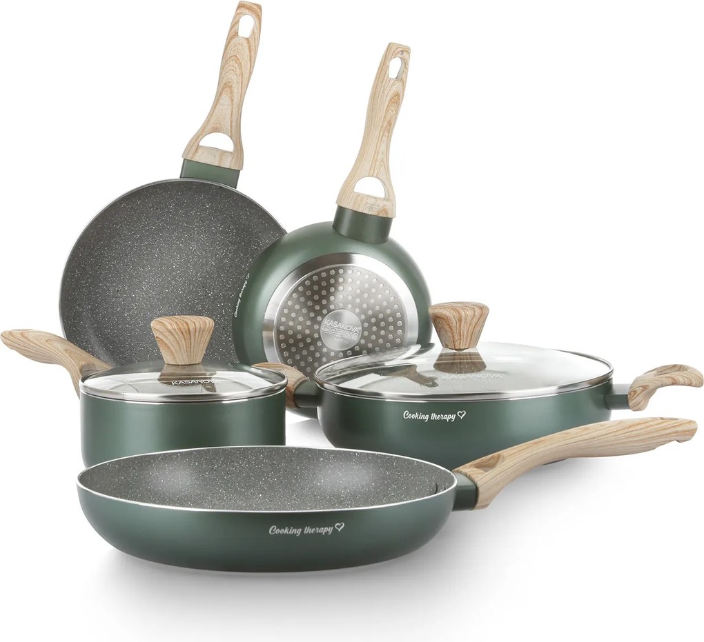 Batteria pentole 7 pezzi verde Cooking Therapy