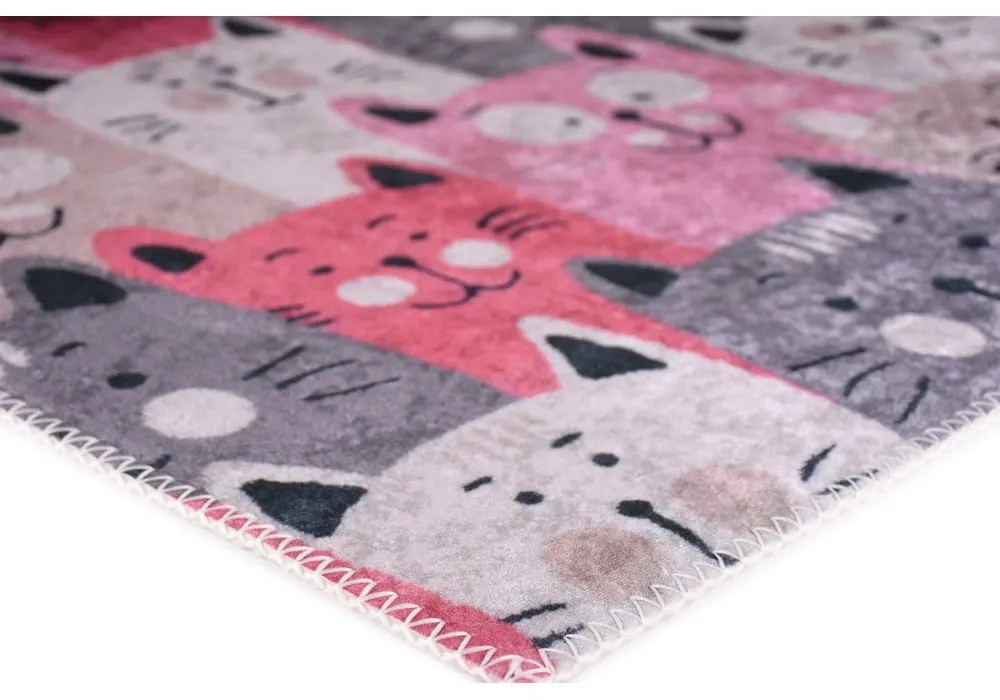 Tappeto rosa e grigio per bambini 120x180 cm Silly Cats - Vitaus