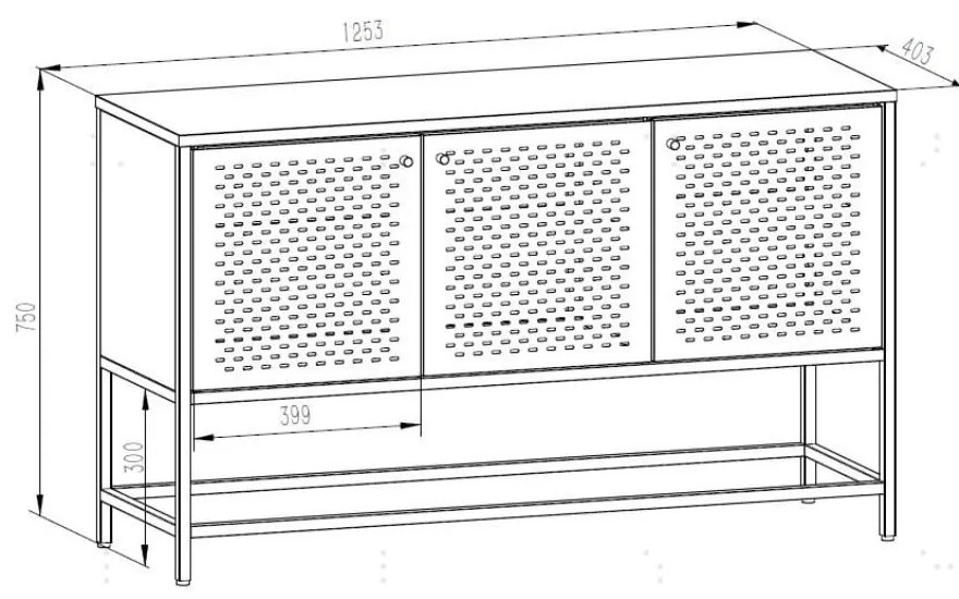 Cassettiera bassa nera in metallo 125x75 cm Newcastle - Actona