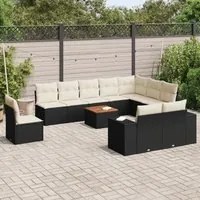 Set Divani da Giardino 11 pz con Cuscini in Polyrattan Nero 3225496