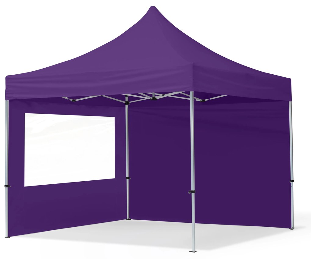 TOOLPORT 3x3m gazebo pieghevole con laterali (finestre panoramiche), ECONOMY alluminio, viola - (59009)