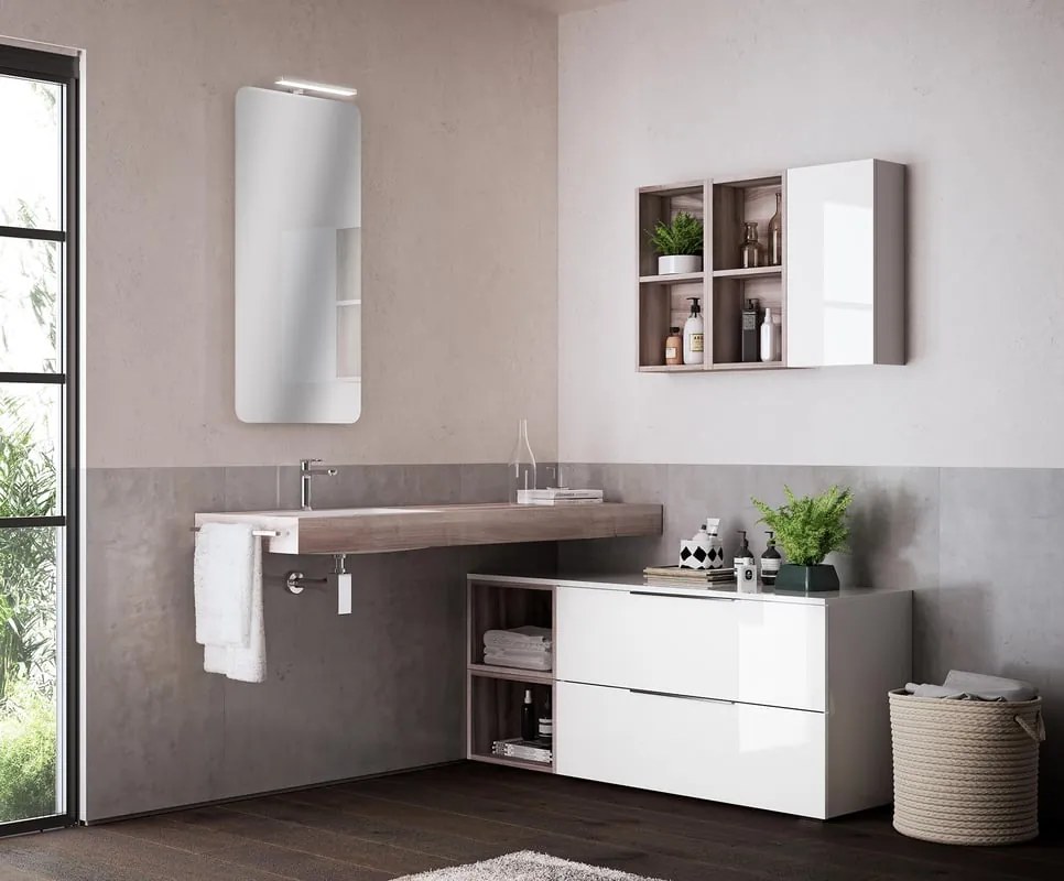Estensione per mobile da bagno Brera 1 cassetto laccato lucido bianco L 59.5 x H 30 x P 45.5 cm