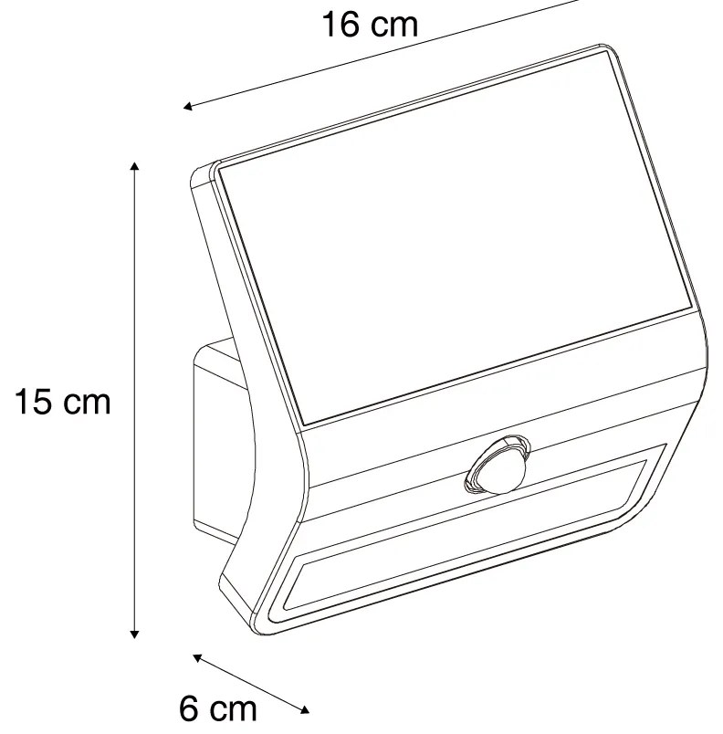 Applique da esterno nera con LED IP54 con sensore di movimento solare - Floody