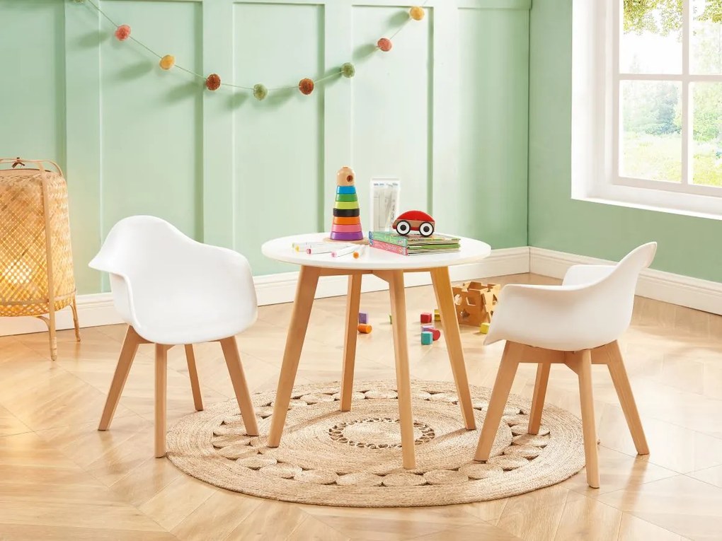Set tavolo per bambini LOULOUNE + 2 sedie Bianco POUPINETTE
