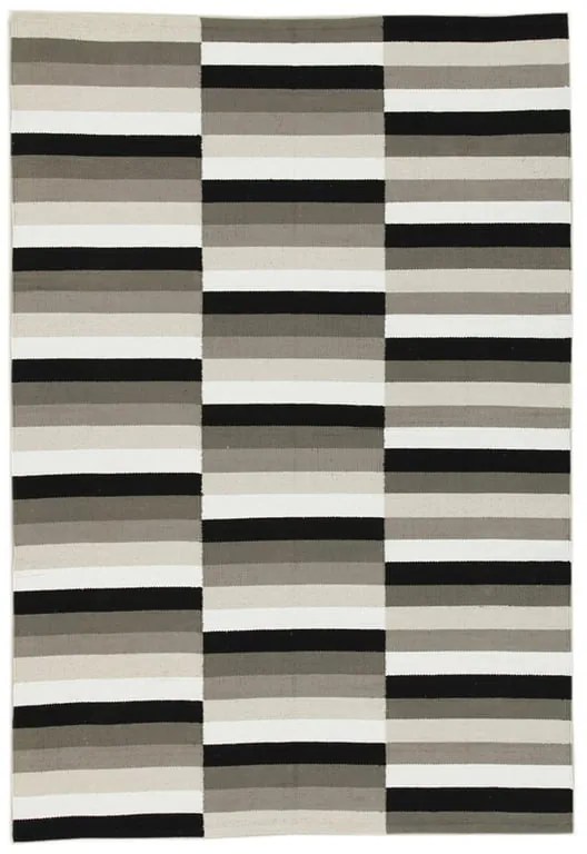Tappeto Playfull geometrico in cotone nero, bianco e beige, L 200 x L 140 cm