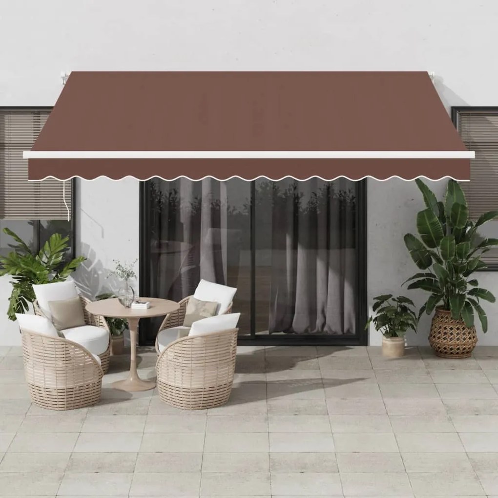Tenda Da Sole Retrattile Automatica Con Led Marrone 400x300 Cm /