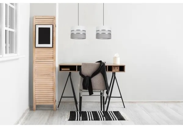 Lampadario su corda CORAL 2xE27/60W/230V bianco/grigio