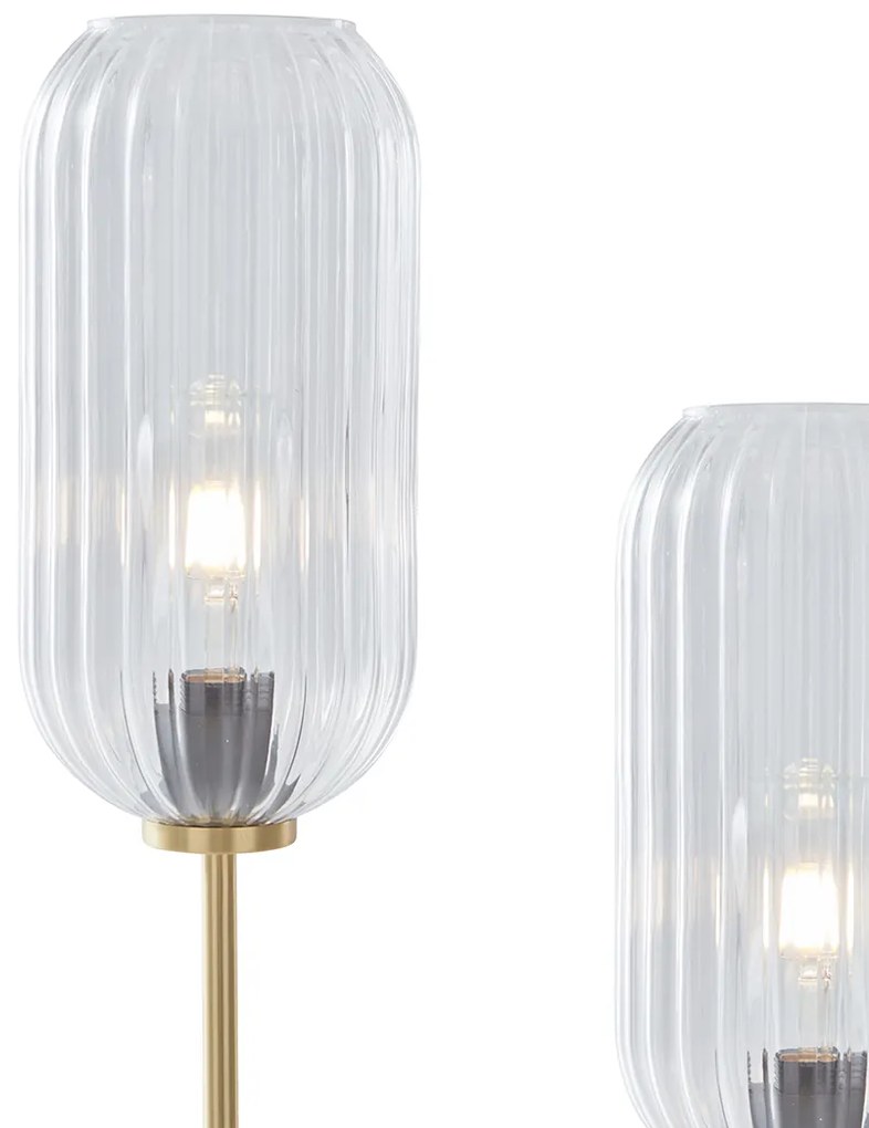 Lampada da terra Art Déco in ottone con vetro trasparente 2 luci - Rid