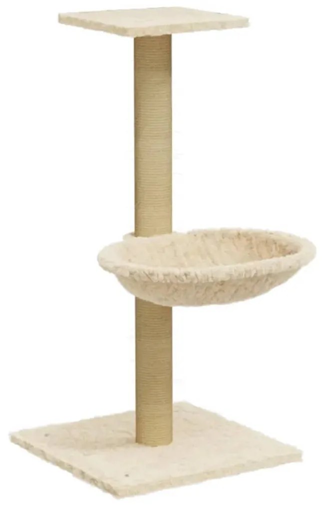 Albero per gatti con palo tiragraffi in sisal crema 74 cm