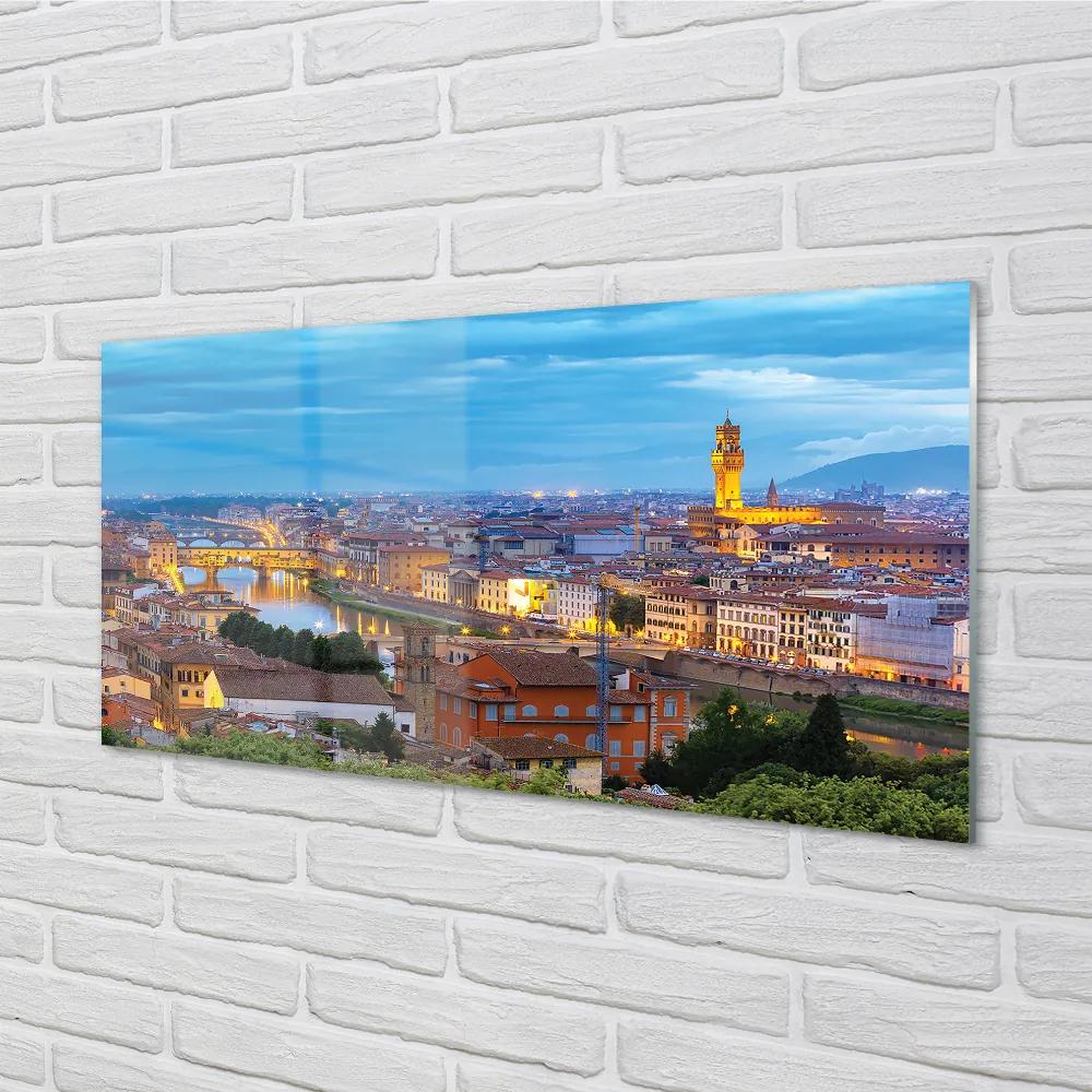 Quadro vetro acrilico Panorama del tramonto in Italia 100x50 cm