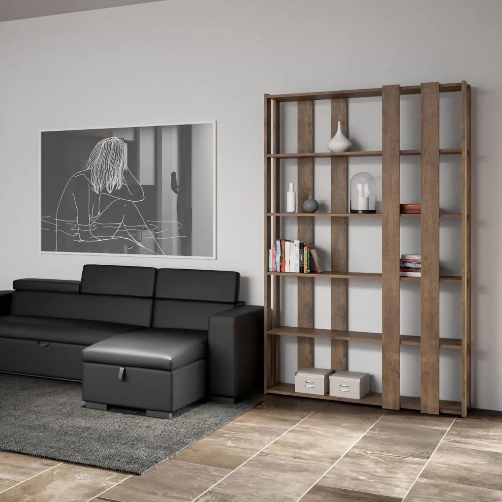 Libreria Kato Small: Eleganza Versatile per Ambienti Compatti, Libreria E / Noce