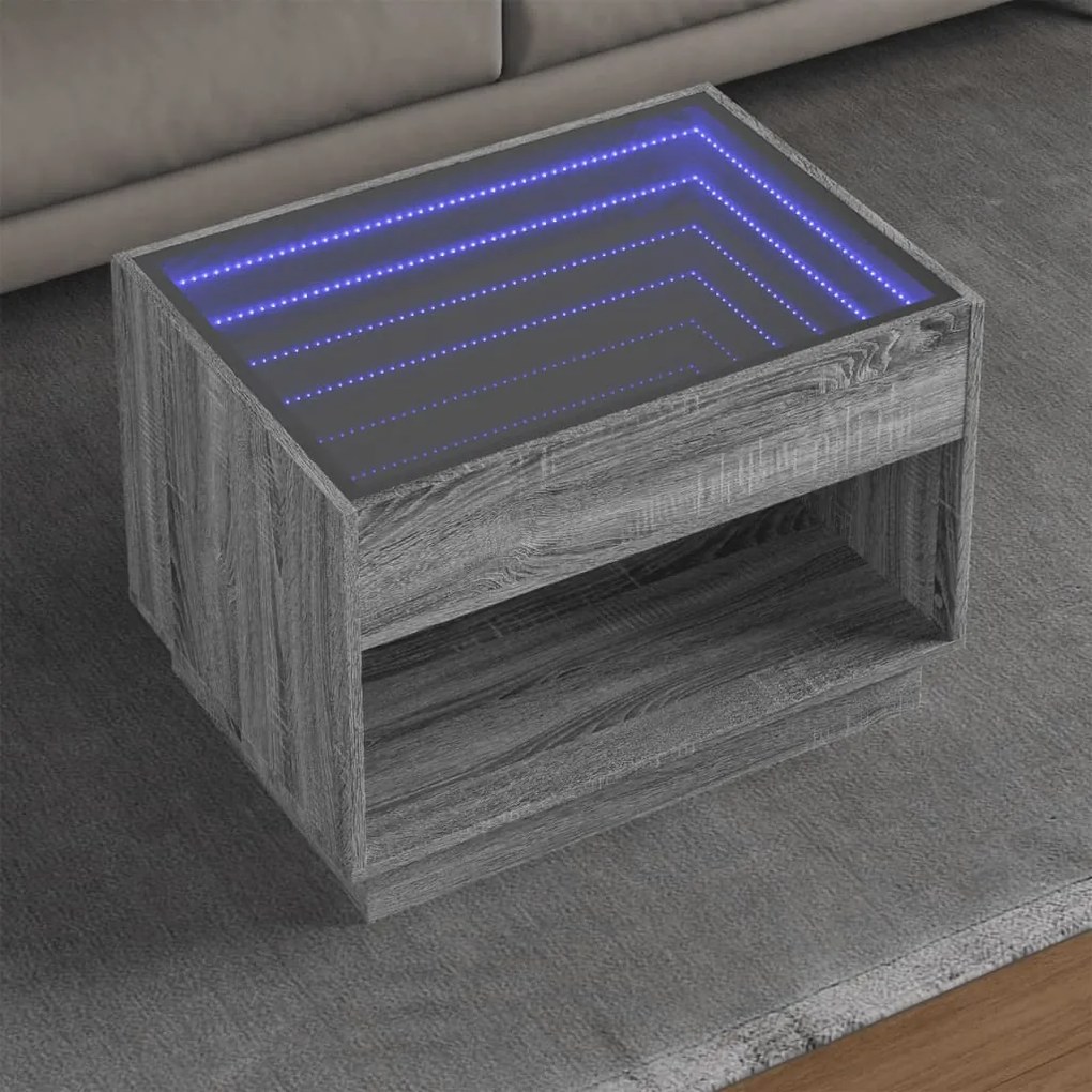 Tavolino Da Salotto Con Led Infinity Grigio Sonoma 70x50x50 Cm /