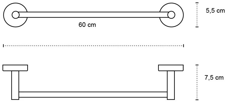 New Line N2 Portasciugamani 60 cm Singolo In Acciaio Inox Cromato