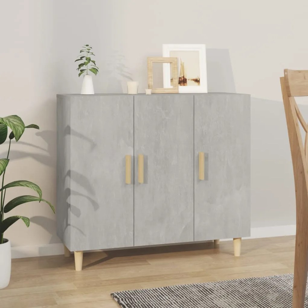 Credenza grigio cemento 90x34x80 cm in legno multistrato