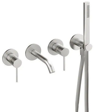 Treemme 40mm RWIT13D8IS04 miscelatore vasca a muro con bocca e doccetta senza parte incasso inox satinato