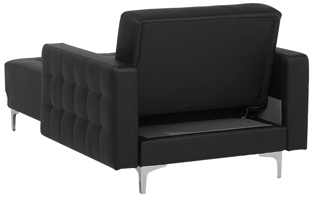 Chaise longue in pelle sintetica nera ABERDEEN Beliani