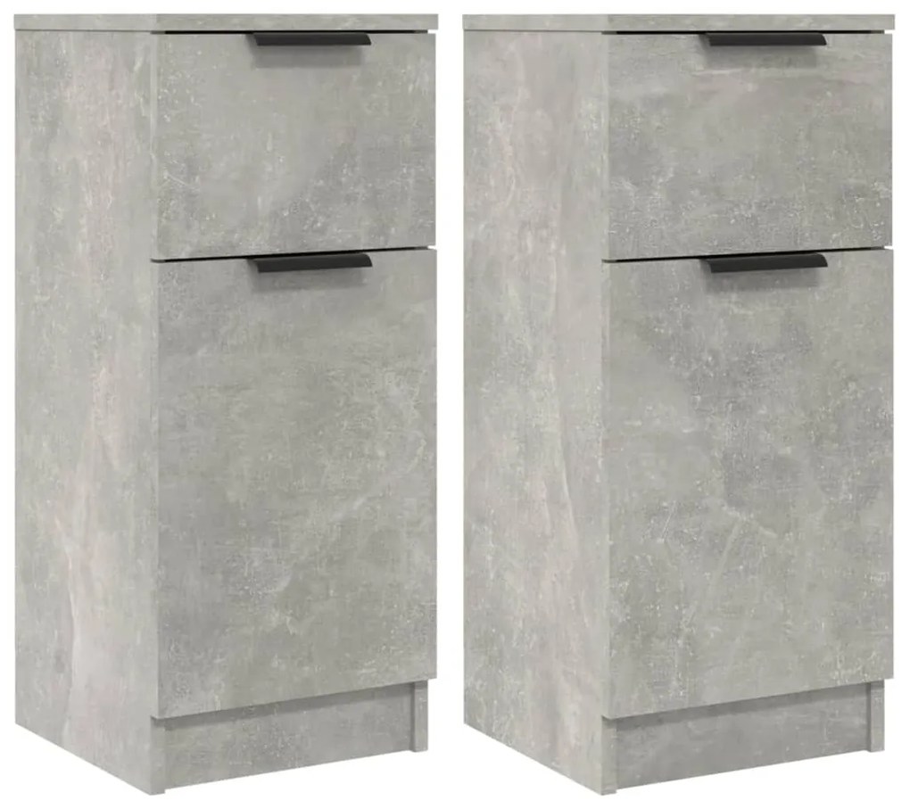 Credenze 2 pz grigio cemento 30x30x70 cm in legno multistrato