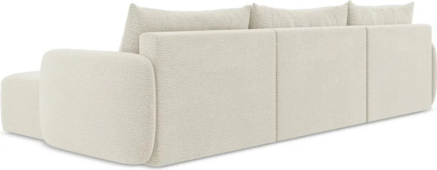 Divano angolare color crema allungabile/con contenitore Kalena – Makamii