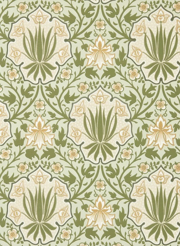 Morris & Co Carta da parati Iris & Rose - Bayleaf/ Weld