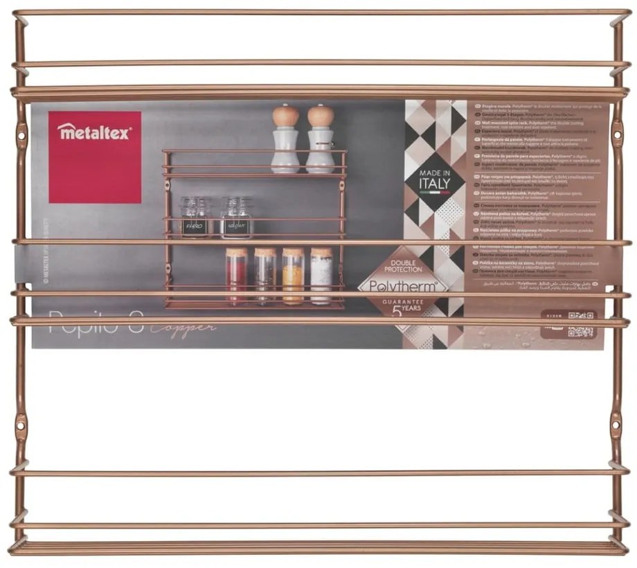 Portaspezie a parete con 3 ripiani in rame - Metaltex